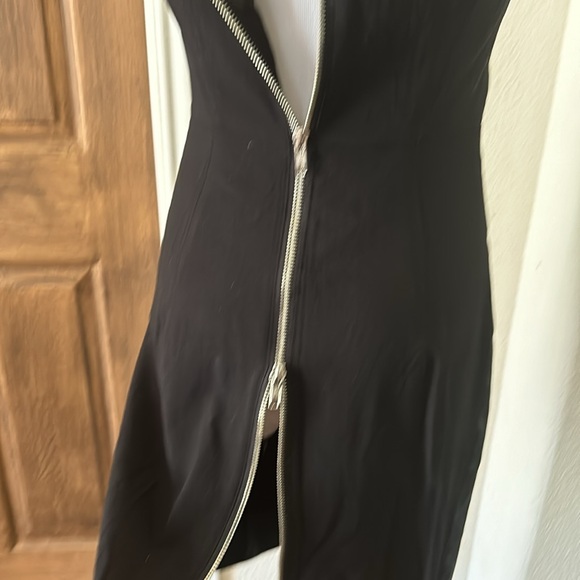 Milly Black Leather Dress LBD Designer Wool USA Size 2  Date Night Lamb Stretch - Picture 9 of 12